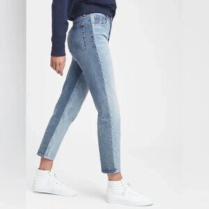 Gap Two Tone High Rise Cheeky Straight jean